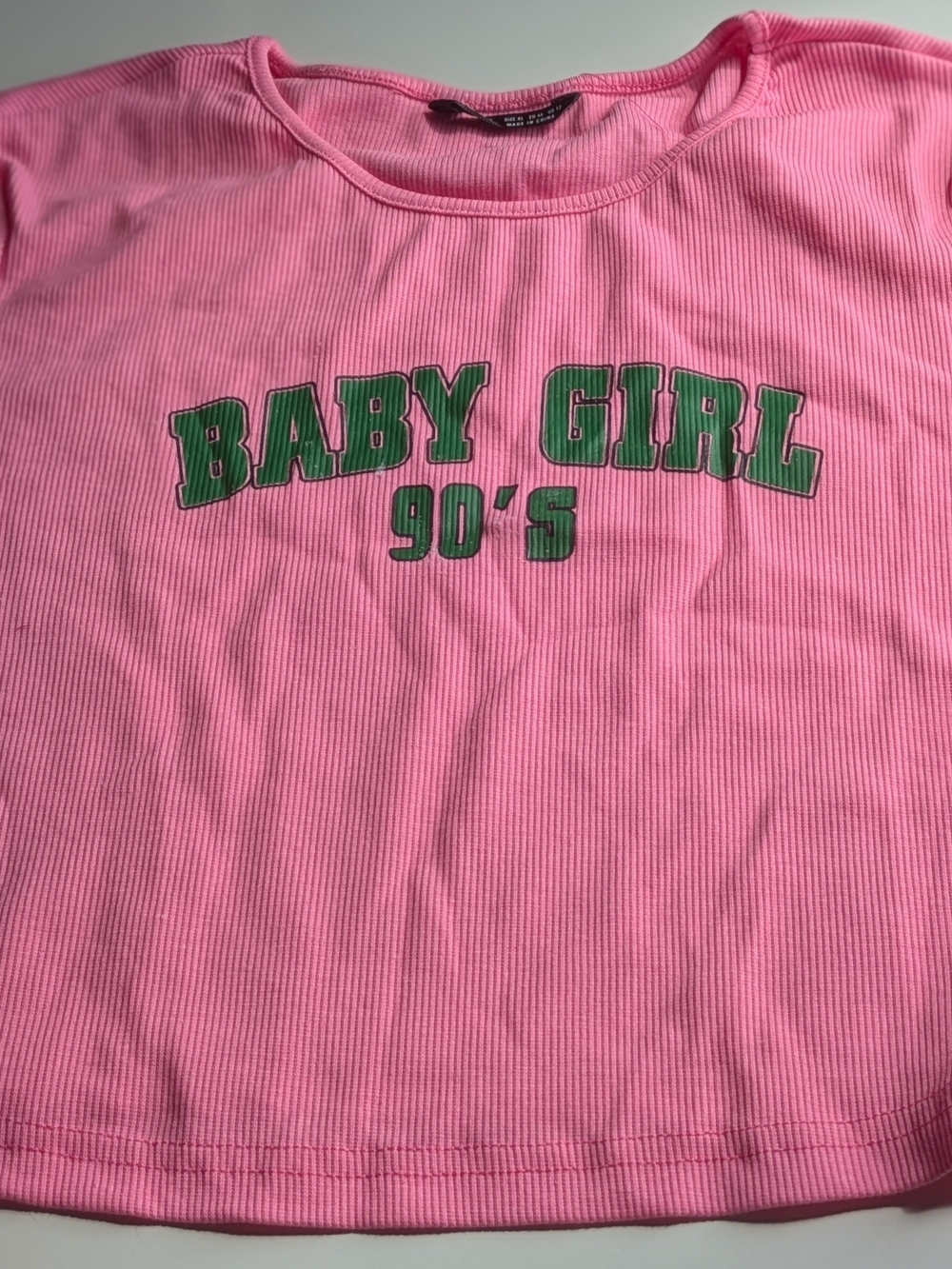 SHEIN Pink 'Baby Girl 90's' Ribbed Tee